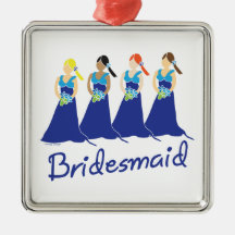Bridesmaid Blue Dress Christmas Ornaments