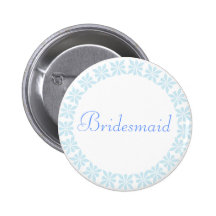 Bridesmaid Blue Flowers I.D. Button