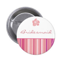 Bridesmaid Button-Modern Stripes (Pink)