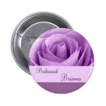 BRIDESMAID Button with PURPLE Rose