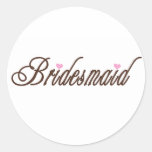 Bridesmaid Classy Browns Round Stickers