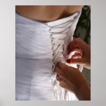 Bridesmaid hand lacing wedding dress photograph print