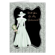 Bridesmaid Invitation Green Greeting Card