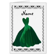 BRIDESMAID Invitation - HUNTER GREEN Leaf Gown Card