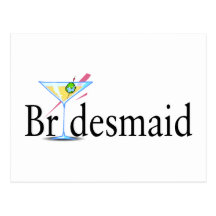 Bridesmaid Martini Black Postcard