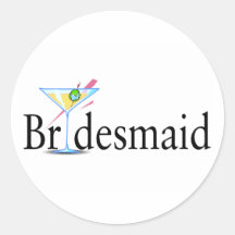 Bridesmaid Martini Black Round Sticker