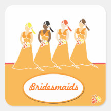 Bridesmaid Peach Orange Wedding Square Sticker