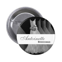 BRIDESMAID Pin Button Silver Gowns M451