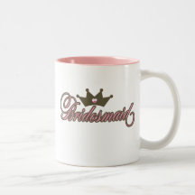 bridesmaid pink and brown tiara mug
