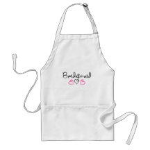 Bridesmaid Pink Black Hearts Apron