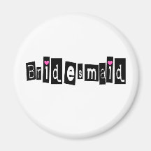 Bridesmaid (Sq Blk) Fridge Magnets