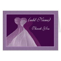 Bridesmaid Thank You - Double PURPLE Gowns Cards