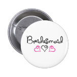 Bridesmaid Three Hearts Pinback Button