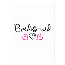 Bridesmaid Three Hearts Postcards