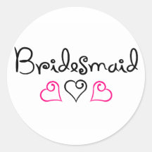 Bridesmaid Three Hearts Round Stickers