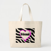 Bridesmaid Zebra Stripes Tote Bags