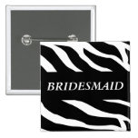 Bridesmaid Zebra Wedding Button