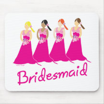 Bridesmaids in Pink Wedding Attendant Mouse Pads