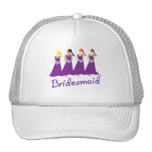 Bridesmaids in Purple Mesh Hat