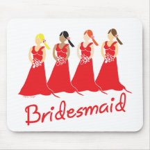 Bridesmaids in Red Wedding Attendant Mouse Mats