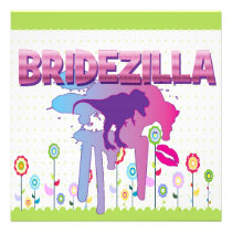 bridezilla bride to be wedding bridal shower party invitations