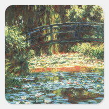 Bridge Over The Water Lily Pond by Claude Monet Square Stickers