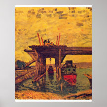 Bridge under construction by Alfred Sisley Poster