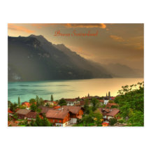 Brienz Switzerland & Lake Brienzersee & Swiss Alps Post Card