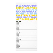 Bright and Bold 2012 Calendar - April Full Color Rack Card