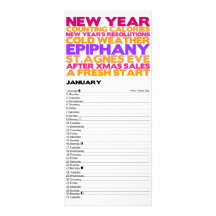 Bright and Bold 2012 Calendar - January Customized Rack Card