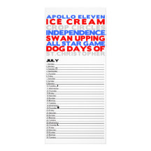 Bright and Bold 2012 Calendar - July Full Color Rack Card