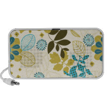 Bright and Fun  Floral and Leaf Pattern Doodle Portable Speakers