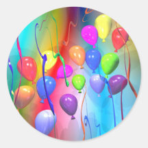 Bright Birthday Balloons Round Sticker