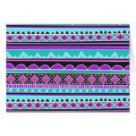 Bright Blue and purple tribal pattern Greeting Cards