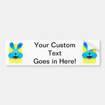 bright blue bunny head yellow back bumper stickers