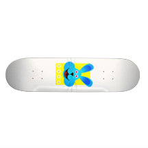 bright blue bunny head yellow back skate boards