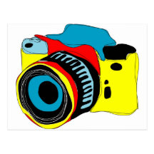 Bright camera illustration post cards