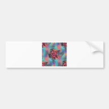 bright coloured retro inspired flowers bumper stickers