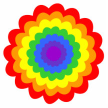 Bright colourful flower in rainbow colours. photo sculpture