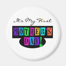 Bright Colours First Mother's Day T-shirts and Gif Refrigerator Magnet