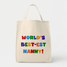 Bright Colours World's Best-est Nanny Gifts Canvas Bags