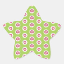 Bright Days Pink and Green Florals Star Sticker