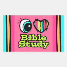 Bright Eye Heart I Love Bible Study Rectangle Stickers