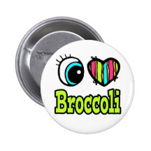 Bright Eye Heart I Love Broccoli Pinback Button