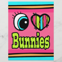 Bright Eye Heart I Love Bunnies Personalized Flyer