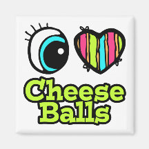 Bright Eye Heart I Love Cheese Balls Fridge Magnet