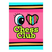 Bright Eye Heart I Love Chess Club Invitations