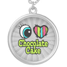 Bright Eye Heart I Love Chocolate Cake Pendant
