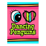 Bright Eye Heart I Love Dancing Penguins Post Card