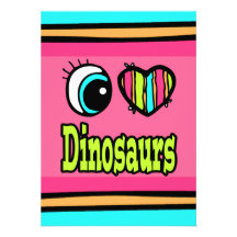 Bright Eye Heart I Love Dinosaurs Custom Invitations